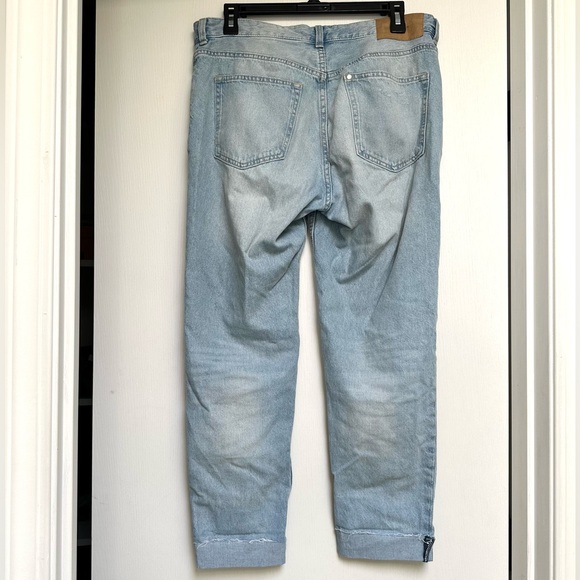 H&M Distressed Boyfriend Jeans Light Blue Cropped - Picture 4 of 9